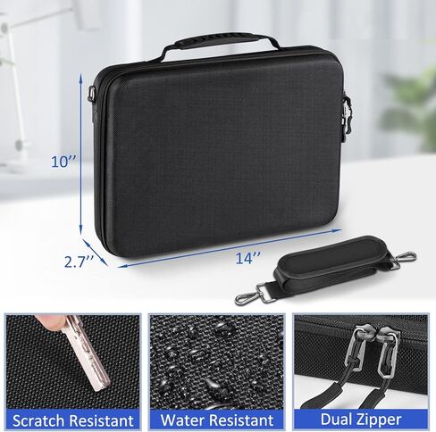 حقيبة كتف للكمبيوتر المحمول ذات هيكل صلب مقاس 13 بوصة من سيثون، حقيبة حمل كمبيوتر لوحي مقاومة للصدمات، حقيبة تخزين إلكترونيات لجهاز MacBook Pro مقاس 14 بوصة (M3/M2/M1 Pro/Max) 2023 2021، 13 بوصة MacBook Air/Pro، 12.9 بوصة iPad Pro، أسود in Kuwait