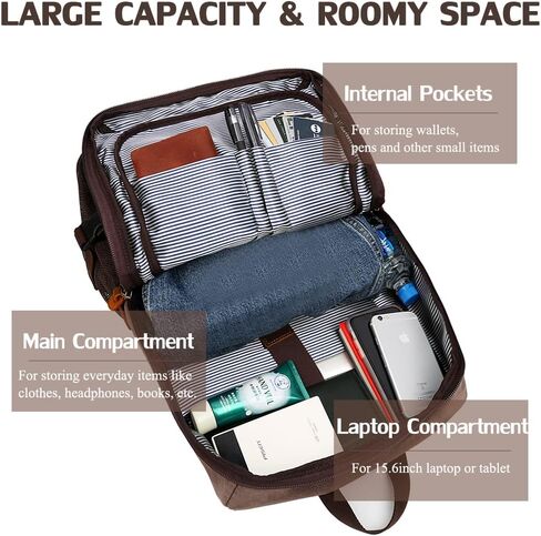 G-FAVOR 40L حقيبة سفر ، حقيبة ظهر قماشية كلاسيكية قابلة للتحويل من القماش الخشن حقيبة حمل على حقيبة ظهر مناسبة لـ 17.3 بوصة حقيبة كمبيوتر محمول in Kuwait