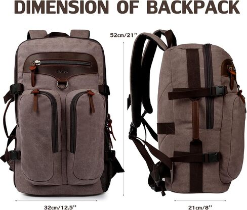G-FAVOR 40L حقيبة سفر ، حقيبة ظهر قماشية كلاسيكية قابلة للتحويل من القماش الخشن حقيبة حمل على حقيبة ظهر مناسبة لـ 17.3 بوصة حقيبة كمبيوتر محمول in Kuwait