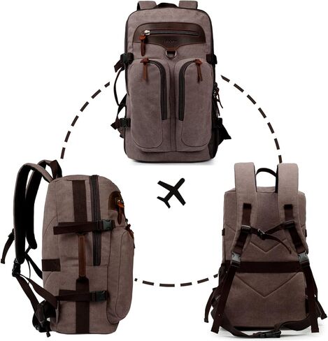G-FAVOR 40L حقيبة سفر ، حقيبة ظهر قماشية كلاسيكية قابلة للتحويل من القماش الخشن حقيبة حمل على حقيبة ظهر مناسبة لـ 17.3 بوصة حقيبة كمبيوتر محمول in Kuwait