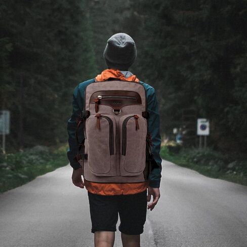 G-FAVOR 40L حقيبة سفر ، حقيبة ظهر قماشية كلاسيكية قابلة للتحويل من القماش الخشن حقيبة حمل على حقيبة ظهر مناسبة لـ 17.3 بوصة حقيبة كمبيوتر محمول in Kuwait