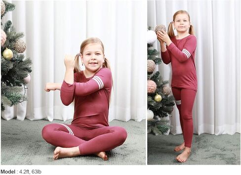 مجموعة ملابس داخلية حرارية رياضية قصيرة مبطنة بالصوف من Better4Babies للأولاد والبنات، مجموعة بيجامات طويلة من طبقة أساسية رائعة. in Kuwait