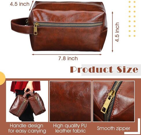Hillban 10 Pcs Leather Toiletry Bag for Men Big Travel Make up Cosmetic Bag Vintage Men Large Toiletry Bag for Groomsmen Gift Shaving Grooming Travel Anniversary Wedding Boyfriend Father (Colored) in Saudi Arabia