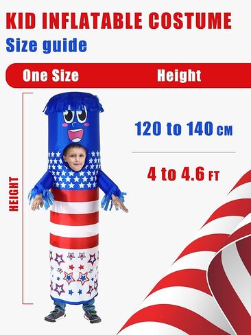 أزياء راقصة قابلة للنفخ من Libima USA للأطفال زي راقصة أنبوبية بعلم أمريكي مع منفاخ in Kuwait