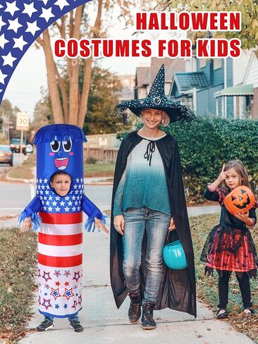 أزياء راقصة قابلة للنفخ من Libima USA للأطفال زي راقصة أنبوبية بعلم أمريكي مع منفاخ in Kuwait