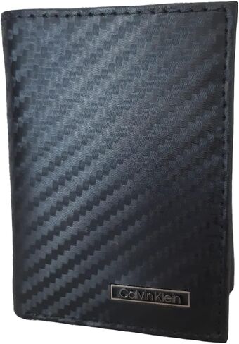 Calvin Klein Men's Compact Genuine Leather Wallet with RFID Protection, Black, Compact, Classic in Saudi Arabia