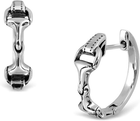 WithLoveSilver 925 Sterling Silver Double Horse bit Equestrian Horse Hoop Earrings in Saudi Arabia