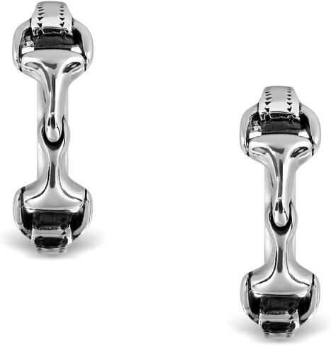 WithLoveSilver 925 Sterling Silver Double Horse bit Equestrian Horse Hoop Earrings in Saudi Arabia