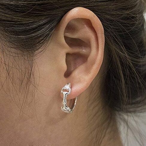 WithLoveSilver 925 Sterling Silver Double Horse bit Equestrian Horse Hoop Earrings in Saudi Arabia