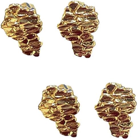 Unisex Rough Textured Cookie Nugget Stud Earing In Gold Plated in Kuwait