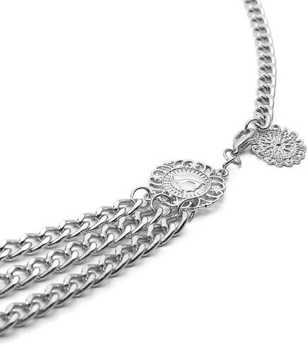 جوركسي سبيكة خصر سلسلة متعددة الطبقات جسم سلسلة ذهبية الخصر حزام قلادة سلسلة بطن للنساء قابل للتعديل صدرية للجينز فساتين - فضي نمط 1 in Kuwait