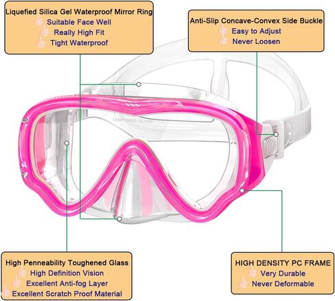 WACOOL المراهقين الشباب الاطفال الغوص الغوص السباحة قناع السباحة مكافحة الضباب المغلفة الزجاج الغوص مكافحة سبلاش in Kuwait