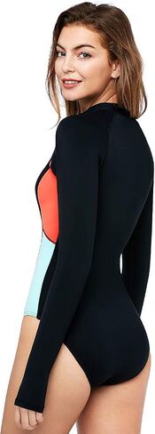AXESEA Women's Wetsuit One Piece Shorty Wetsuit Eco Friendly Thermal Long Sleeve Front Zipper Diving Suit in Kuwait