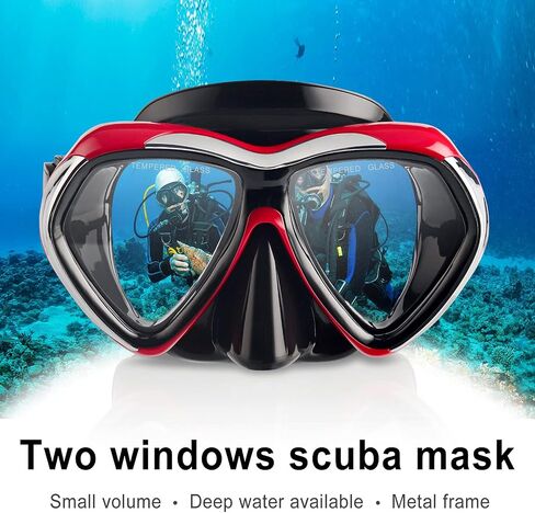 Adult Scuba Diving Mask, Anti-Fog Snorkel Goggles Tempered Glass Swim Mask Goggles with Nose Cover Professional Snorkeling Gear for Diving Snorkeling in Kuwait