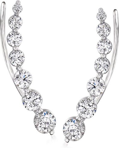 Ross-Simons 1.00 ct. t.w. Diamond Ear Climbers in 14kt White Gold in Kuwait
