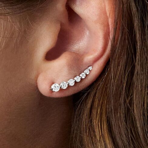 Ross-Simons 1.00 ct. t.w. Diamond Ear Climbers in 14kt White Gold in Kuwait