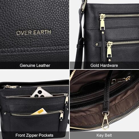 اوفر ايرث حقائب طويلة تمر بالجسم للنساء، محافظ جلدية للنساء مع جيوب متعددة in Kuwait