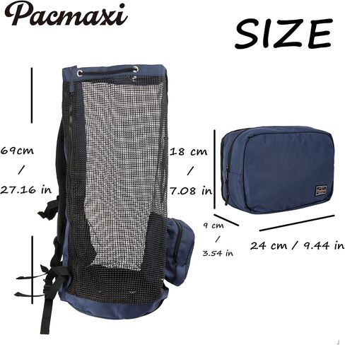 حقيبة ظهر للغوص من PACMAXI، حقيبة ظهر شبكية كبيرة الحجم للغوص لمعدات ومعدات الغطس، تحمل قناعًا وزعانف وأنبوب تنفس in Kuwait
