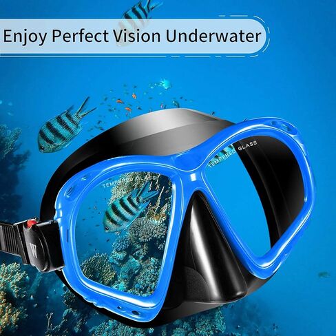 WACOOL مجموعة أدوات احترافية للمراهقين البالغين والغطس والغوص والغطس من الزجاج المطلي المضاد للضباب مع صمام تطهير قطعة الفم من السيليكون ومضاد للرذاذ in Kuwait