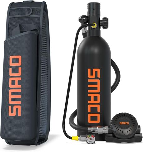 SMACO Mini Scuba Tank 1L Scuba Cylinder توفر التنفس تحت الماء لمدة 15-20 دقيقة (لا يزيد عن 33 قدمًا) طقم خزان سكوبا صغير للغوص في المياه الضحلة / العمل تحت الماء / كأسطوانة احتياطية in Kuwait