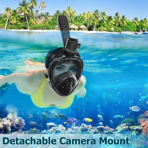 Relity Full Face Snorkel Mask with Upgraded Breathing System, Foldable 180° Panoramic View Anti-Leak Anti-Fog Snorkeling Gear for Adults with Detacha in Saudi Arabia