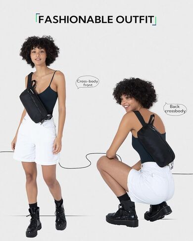 حقيبة ظهر خفيفة الوزن على شكل الجسم من WaterFLY Sling Crossbody Crossbody ذات كتف صغير نحيف حقيبة ظهر خفيفة الوزن من الأمام للرجال والنساء ... ، أسود ، موضة, أسود in Kuwait