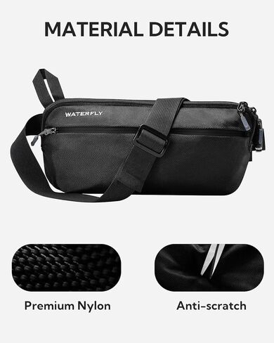 حقيبة ظهر خفيفة الوزن على شكل الجسم من WaterFLY Sling Crossbody Crossbody ذات كتف صغير نحيف حقيبة ظهر خفيفة الوزن من الأمام للرجال والنساء ... ، أسود ، موضة, أسود in Kuwait