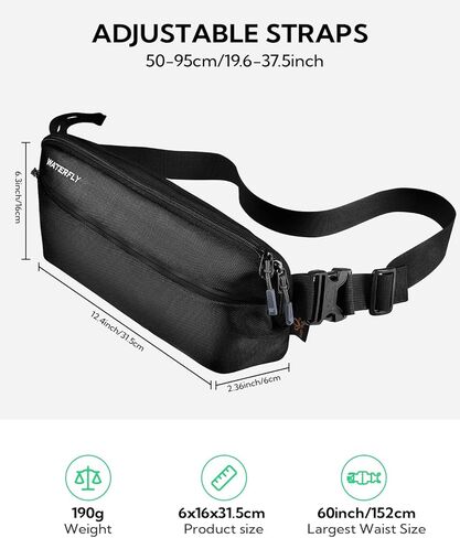 حقيبة ظهر خفيفة الوزن على شكل الجسم من WaterFLY Sling Crossbody Crossbody ذات كتف صغير نحيف حقيبة ظهر خفيفة الوزن من الأمام للرجال والنساء ... ، أسود ، موضة, أسود in Kuwait