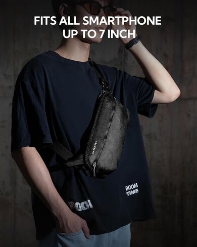 حقيبة ظهر خفيفة الوزن على شكل الجسم من WaterFLY Sling Crossbody Crossbody ذات كتف صغير نحيف حقيبة ظهر خفيفة الوزن من الأمام للرجال والنساء ... ، أسود ، موضة, أسود in Kuwait