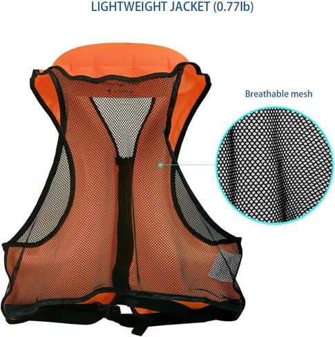OMOUBOI Floatage Jackets Inflatable Snorkel Vest Adult Swimming Jacket for Diving Surfing Swimming Outdoor Water Sports Suitable for 90-220lbs in Kuwait