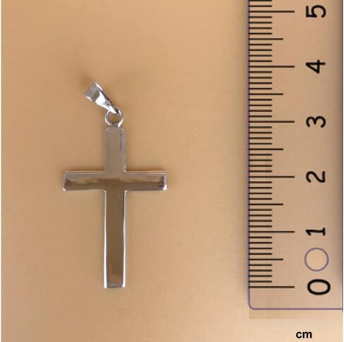 عقد صليب للنساء والرجال من لوس تيسوروس دي كلوديا، قلادة من الفضة الاسترلينية عيار 925، تصميم صليب سميك، عقد مطاطي مع اطراف فضية 17.7 انش، بدون احجار كريمة in Saudi Arabia