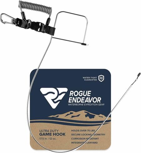 مشبك Rogue Endeavour® Fish Stringer، كبير، هيكل غير قابل للصدأ، حبل قصير من الفولاذ سريع التحرير مقاس 91.44 سم، مصمم لصيد الأسماك بالرمح، وصيد قوارب الكاياك والغوص وجميع أنواع الأسماك in Kuwait