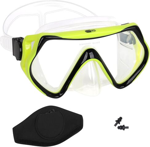 قناع السباحة، قناع الغطس Gimilife، نظارات مضادة للضباب مع غطاء للأنف، تنورة من السيليكون، زجاج مقسى مع غطاء حزام قناع النيوبرين وسدادات أذن للسباحة للبالغين للسباحة والغوص والغطس in Kuwait