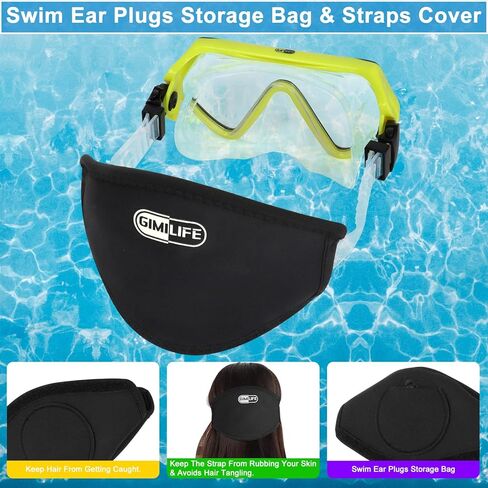 قناع السباحة، قناع الغطس Gimilife، نظارات مضادة للضباب مع غطاء للأنف، تنورة من السيليكون، زجاج مقسى مع غطاء حزام قناع النيوبرين وسدادات أذن للسباحة للبالغين للسباحة والغوص والغطس in Kuwait