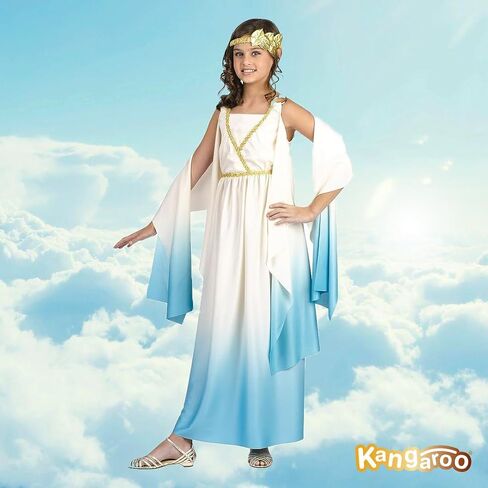 Kangaroo Greek Goddess Dress with Gold Leaf Headpiece I Perfect for Greece Dress Up Halloween Fairy Cosplay Athena Costume in Saudi Arabia