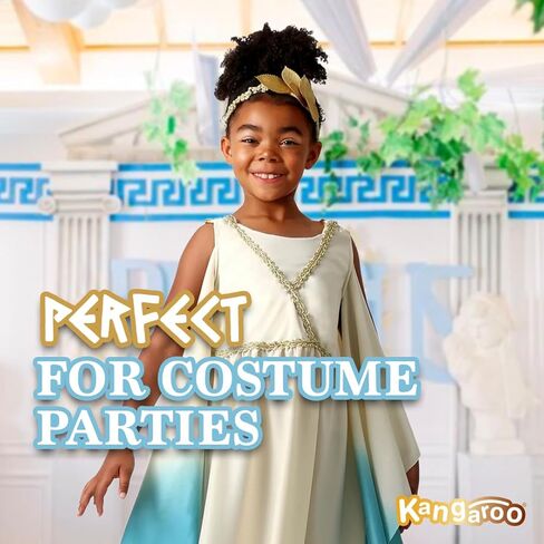 Kangaroo Greek Goddess Dress with Gold Leaf Headpiece I Perfect for Greece Dress Up Halloween Fairy Cosplay Athena Costume in Saudi Arabia