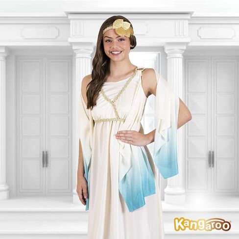 Kangaroo Greek Goddess Dress with Gold Leaf Headpiece I Perfect for Greece Dress Up Halloween Fairy Cosplay Athena Costume in Saudi Arabia