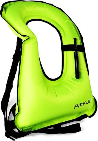 Snorkel Vest, Inflatable Swimming Vest for Adults, Adjustable Snorkeling Vest Swimming Jacket for Outdoor Kayaking Buoyancy Diving Surfing Water Sports Safety (Green) in Saudi Arabia