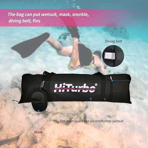 أكياس زعانف الغوص المجانية من Hiturbo حقيبة واقية من زعانف ألياف الكربون مع قطن لؤلؤي عالي الكثافة مضاد للتصادمات| حقيبة زعانف الغوص المحمولة | حقيبة زعانف غوص مقاومة للخدش (41 بوصة) in Kuwait