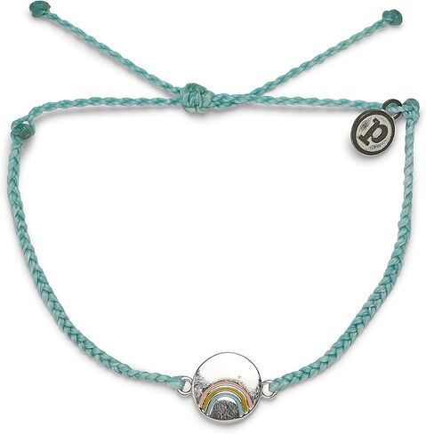 Pura Vida Silver or Gold Plated Be A Rainbow Charm Bracelet - Adjustable Band, 100% Waterproof in Saudi Arabia