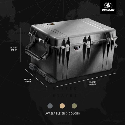 Pelican 1660 Case With Foam (Black) | Watertight wheeled case with foam insert and purge valve for protection, transport and storage in Saudi Arabia