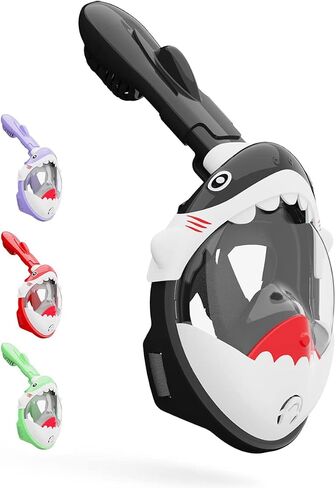 DCYSO Snorkel Mask Full Face Kids - 2020 Shark Sharp Snorkeling Mask for Kid HD Seaview Anti Fog Anti Leak in Saudi Arabia