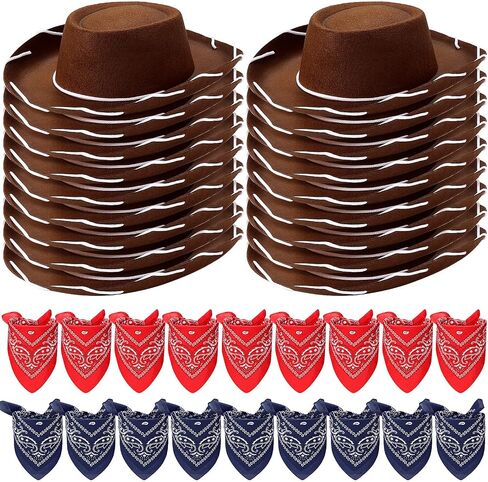 Unittype 36 Pcs Kids Cowboy Hats and Bandanas Bulk in Kuwait