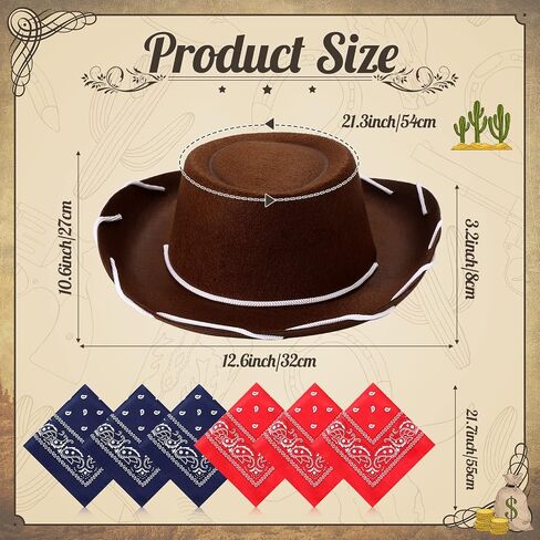Unittype 36 Pcs Kids Cowboy Hats and Bandanas Bulk in Kuwait