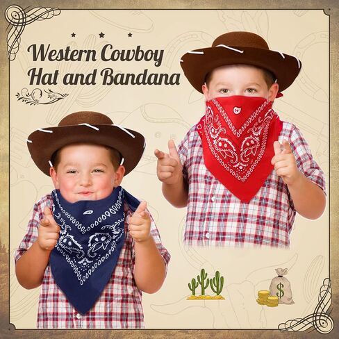 Unittype 36 Pcs Kids Cowboy Hats and Bandanas Bulk in Kuwait
