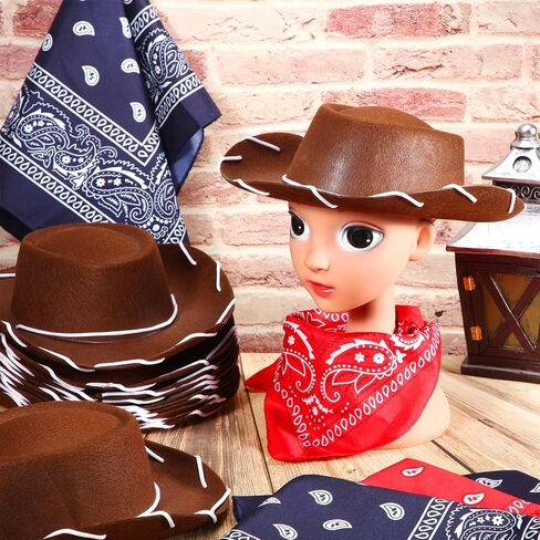 Unittype 36 Pcs Kids Cowboy Hats and Bandanas Bulk in Kuwait