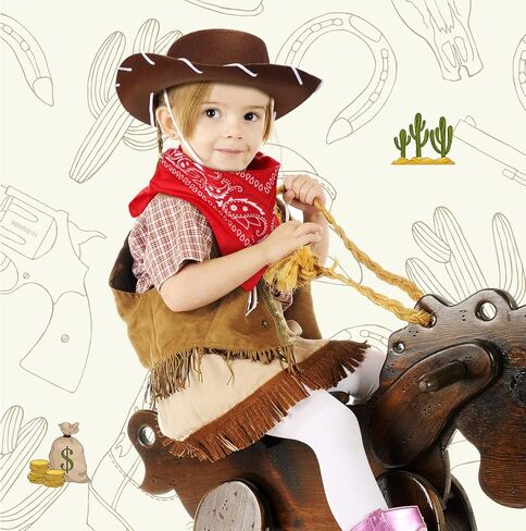 Unittype 36 Pcs Kids Cowboy Hats and Bandanas Bulk in Kuwait