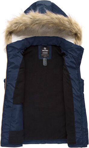 Wantdo Women's Thicken Winter Vest Warm Puffer Vest with Removable Fur Hood in Saudi Arabia