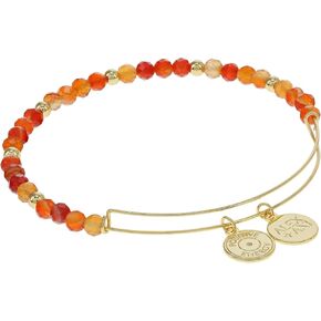 Alex and Ani Womens Carnelian Beaded Bracelet Shiny Gold One Size