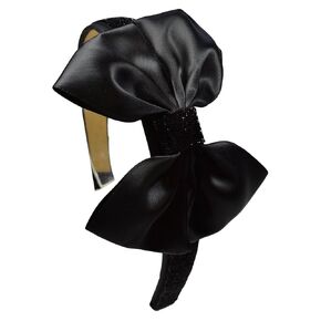 Sparkling Glitter Satin BOW Arch Headband (Black)